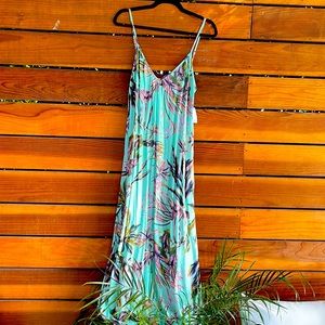 Floral Maxi Dress in Blue and Pink